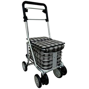4 Wheeled Sit & Go Shopping Trolley With Adjustable Handle Height & Hand Break - Picture 1 of 5
