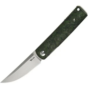 Reate Knives Bushido Pocket Stainless Blade Green Carbon Fiber Handle - REA157 - Picture 1 of 5