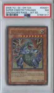 2006 Yu-Gi-Oh! Super Conductor Tyranno 1st Edition Ultra Rare SD9-EN001 PSA 7 - Picture 1 of 2