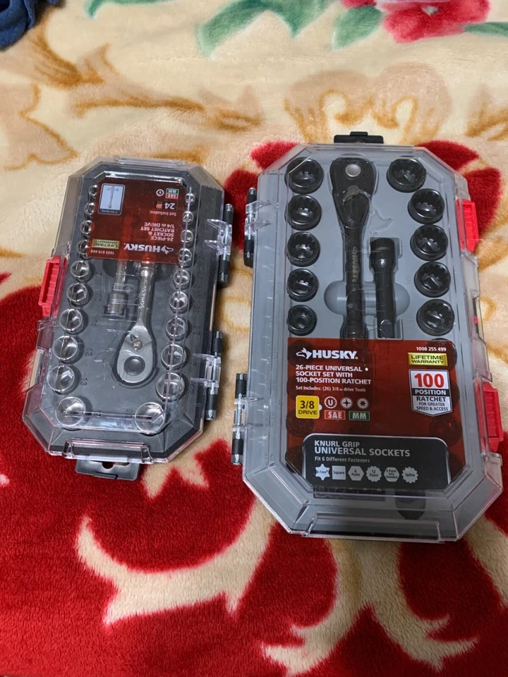 Husky 26 piece universal + 24 piece socket and ratchet set 1/4 in drive - Image 1 of 1