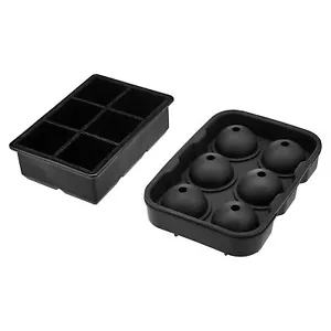 Round or Square Ice Cube Ball Tray Silicone Sphere Mold Bar Whiskey Cocktails - Picture 1 of 7