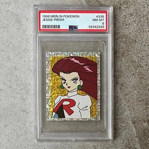 PSA 8 JESSIE #S35 - 1999 Pokemon Holo Team Rocket Prism Merlin Sticker - Picture 1 of 2