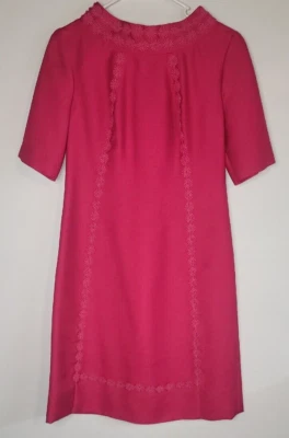 Vestido Vaina Rosa Silvia Ann Años 70 Vintage Para Mujer Talla 10 Hasta la Rodilla Flores Foto 1 de 4