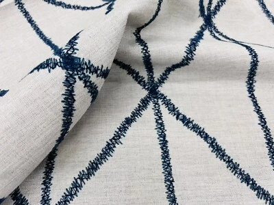 Link Design OUTDOOR Embroidered Fabric- Shibori Stitch Blue Steel 0.85 yd 505-55 - Image 1 of 4