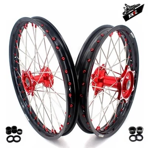 KKE 21/18 Enduro Bike Red Cast Wheels Rims Fit HONDA CR125R CR250R 2002-2013 CRF - Picture 1 of 12