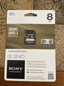 Sony 8GB SDHC UHS-I  Memory Card - Picture 1 of 2