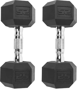 CAP Barbell 50Lb Coated Hex Dumbbells, 25X2, Part of 150Lb Set - Picture 1 of 12