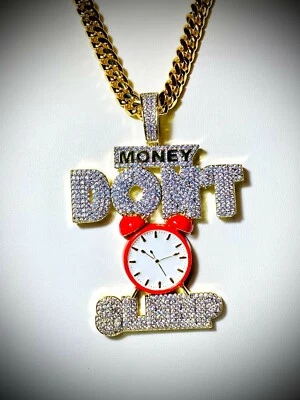 Para Hombres Helado 8mm Miami Cadena Cubana 14k Dinero No Dormir Reloj Oro Hielo Out Colgante Foto 1 de 4