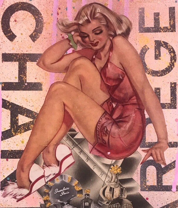 Collage de medios mixtos de Pete Reilly THR 9,5” X 16,5” enmarcado de lujo está en... Foto 1 de 4