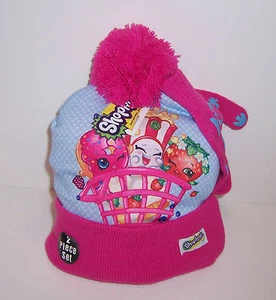 SHOPKINS Suave ROSA/AZUL TEJIDO SOMBRERO GORRO Gorra GUANTES Guante Invierno JUEGO Pom-Pom ¡NUEVO! - Imagen 1 de 1