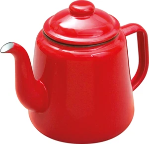 14cm FALCON ENAMEL TEAPOT RED TEA POT 1.3L TRADITIONAL OLD VINTAGE CAMPING - Picture 1 of 2
