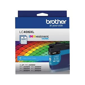 Cartucho de tinta cian de alto rendimiento Brother LC406XL impresiones hasta 5 000 páginas - Imagen 1 de 7