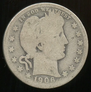 USA Etats-Unis Barber 1/4 Dollar argent 1906 D Denver - Imagen 1 de 2