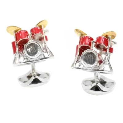 Deakin and Francis Sterling Silver Red Enamel Drum Kit Cufflinks - Image 1 of 4