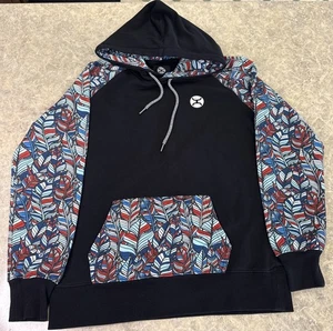 Large Hooey Mens Hoodie Feather Print Sweatshirt Pullover Multi Color - Picture 1 of 5