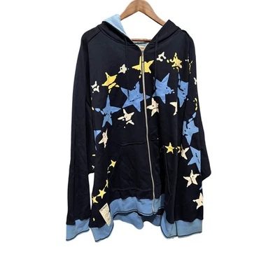 Jaqueta Roca Wear Masculina 5x Gráfica Estrela Zíper Completo Moletom Y2k Streetwear Hip Hop - Imagem 1 de 4