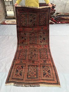 2'10 x 6'5 ft Antique Afghan Baluchi Rug Hand Knotted Wool Tribal Distressed Rug - Picture 1 of 10