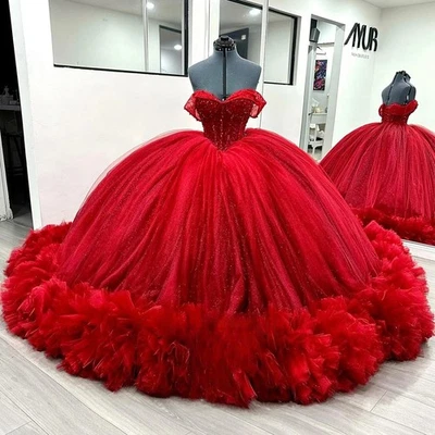Vestidos de Quinceañera Vendanie Princesa Novia 15 Hombro Descubierto Encaje Vestidos de Baile Foto 1 de 4
