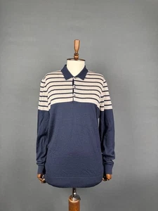 John Smedley Womens Sweater Size L Black Striped Wool Long Sleeve Button - Picture 1 of 8