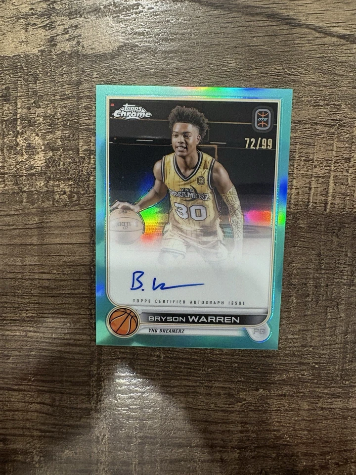 2022-23 Topps Chrome OTE Overtime Elite AUTO Aqua #/99  Bryson Warren - Image 1 of 1