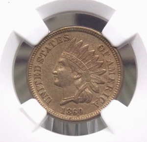 Centavo cabeza india 1860 1 c NGC AU58 #001 sobre sin circular ECC&C, Inc. - Imagen 1 de 5