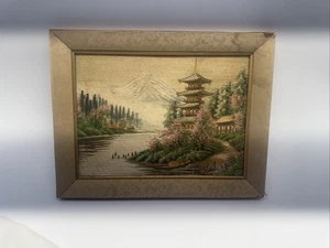 Casa de arte vintage japonesa bordado a punta de aguja en río hecha a mano Japón - Imagen 1 de 4