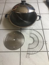 AMC Cina Wok 5,6 LITRI 36 cm con cavità COPERCHIO e inserti padella induzione