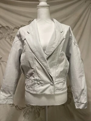 Chaqueta corta vintage años 90 Pelle Cuir cuero blanco cintura ceñida manga Dolman S Foto 1 de 4