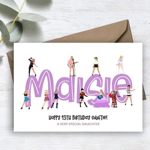 Tarjeta de cumpleaños personalizada impresa CUALQUIER EDAD Taylor Swift Swiftie hijo hija etc. - Imagen 1 de 2