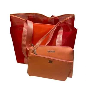 Steve Madden Ocean Coral Bekin Oversized Tote Extra Clutch And Folio Viral NWT - Picture 1 of 9
