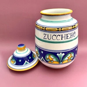 Majolica Pottery  Zucchero Canister  Gialletti Pimpinelli Deruta Italy - Picture 1 of 8