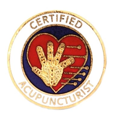 Certified Acupuncturist Lapel Pin Hand Heart Medical Emblem New Gold Plated 1014 - Image 1 of 4