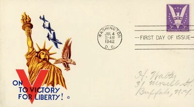 US 905 FDC On to Victory Minkus - Image 1 of 2