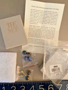 MMA 23kt gold pl w/THREE dif/changable Semi-Precious stn CUFFLINKS New/wtag/card - Picture 1 of 12