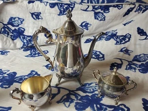 Vintage Set of 4 Leonard Silver Plated Coffee Tea set Pot Sugar Creamer Nice+ - Picture 1 of 7