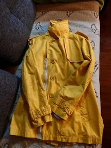 Band of Outsiders Double Trench Breasted Hooded Jacket Coat Yellow Sz 1 M Rare - Picture 1 of 7