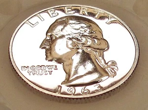 1963 Choice / Gem Proof Quarter 90% Blazing Mirrored Surfaces #621 ~ 13 - Bild 1 von 2