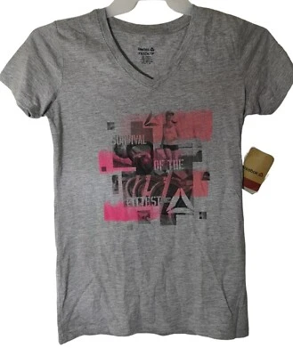 Camiseta para mujer Reebok gris jaspeado supervivencia del más apto talla XS nueva Foto 1 de 4