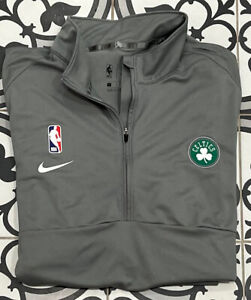 Boston Celtics Sweater Mens Large Gray Pullover Long Sleeve 1/4 Dri Fit Nike
