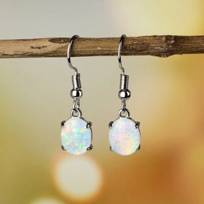 Pendientes colgantes de ópalo piedra natural hechos a mano pendientes de cristal de moda para mujer Foto 1 de 4
