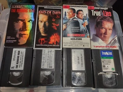 VHS The Running Man END OF DAYS Red Heat TRUE LIES - FREE SHIPPING - Image 1 of 2