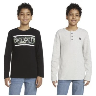 Boy's Hurley 2 Pack Black Gray Thermal Long Sleeve Shirts Size XLarge 18 - 20 - Image 1 of 4