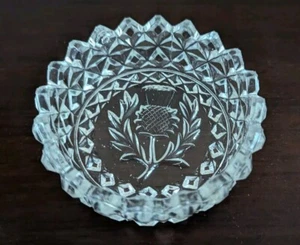 Small Pointed Rim Glass Scottish Thistle Trinket Dish - Picture 1 of 6