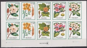 SC# 3193-97 - 1998 32¢ Flowering Trees - Top Plate Block of 10 Stamps - Picture 1 of 1