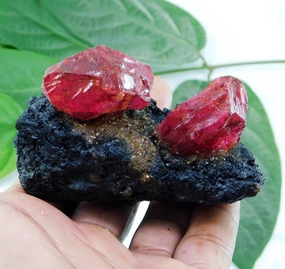 Matriz de rubí natural certificada de 685 quilates con cristales espécimen áspero para coleccionistas Foto 1 de 4