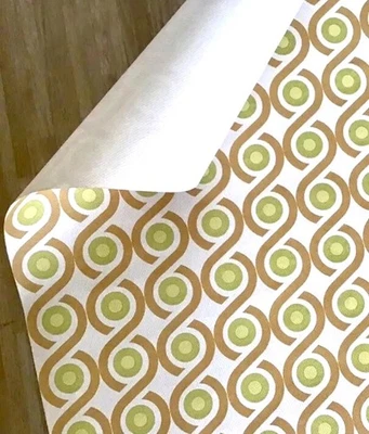 Papel pintado original años 60 70 sin usar rollo de papel pintado vintage verde marrón - Imagen 1 de 3