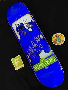 RARE SIGNED Brandon Turner Shorty’s Sesame Creeps Cookie Monster Skateboard Deck - Picture 1 of 9