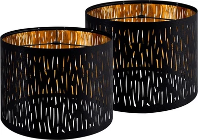 GO&SO Black Lamp Shades Set of 2, Drum Lamp Shade with Etching Crystal Design... Foto 1 de 4