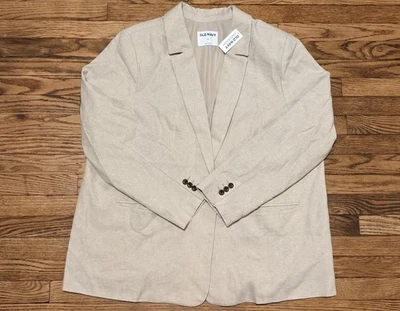 Blazer Nuevo con Etiquetas Antiguo Azul Marino Lino Ligero Tostado Talla XL Alto Costero Neutro Playa Foto 1 de 4