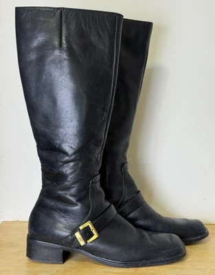 Botas de equitación altas Etienne Aigner Idaho para mujer 7 M negras con cremallera cuero tacón bloque Foto 1 de 4